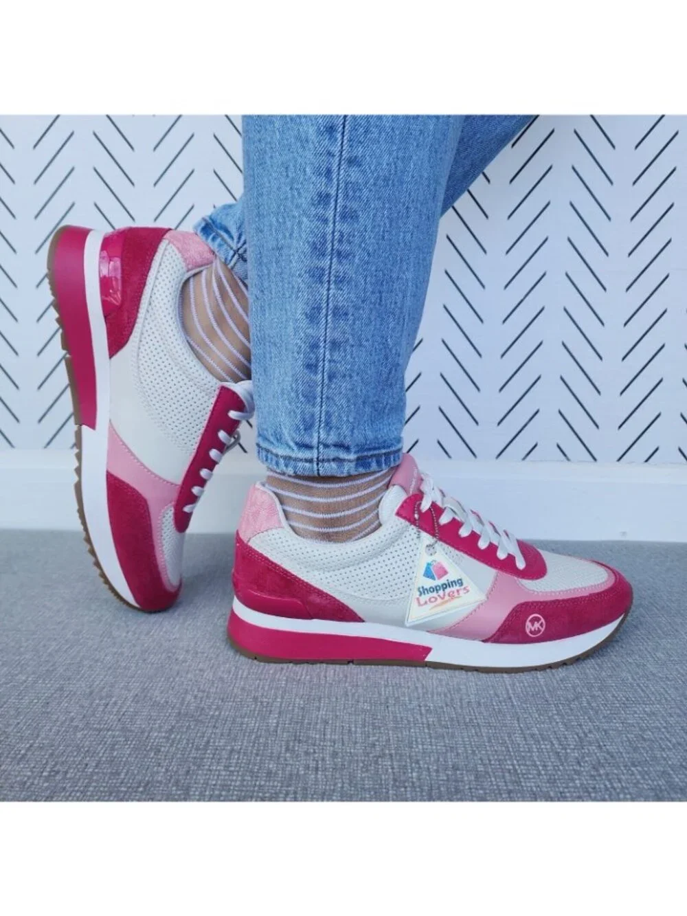 ⭐Michael Kors Andi Trainer Women Casual Comfy Shoes Sz 7.5 Sneakers Pink Suede⭐